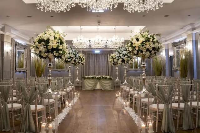 Inside the wedding venue.