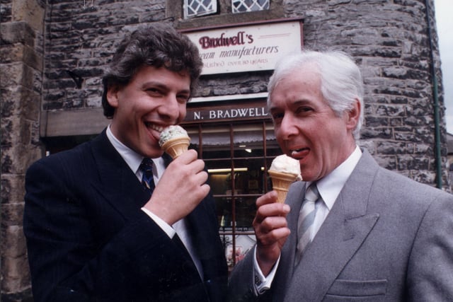 Lawrence Wosskow (left) boss of Bradwells Ice Cream in 1998