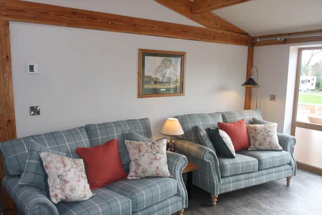 The lounge inside Leeds No. 1 at Masham Old Station.