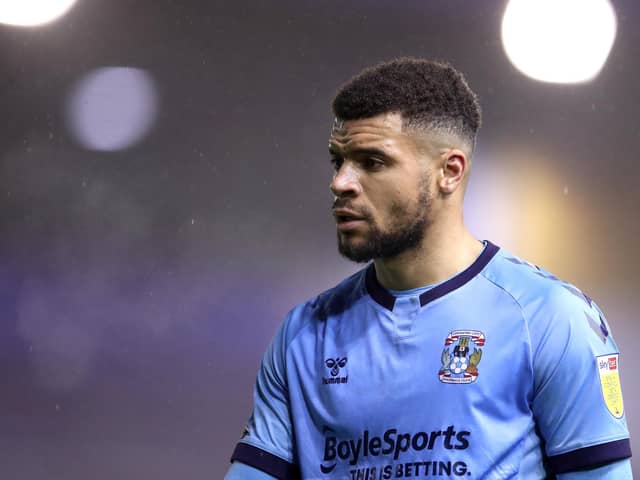 Former Coventry striker Maxime Biamou is on trial at Rovers. (Photo by Alex Pantling/Getty Images)