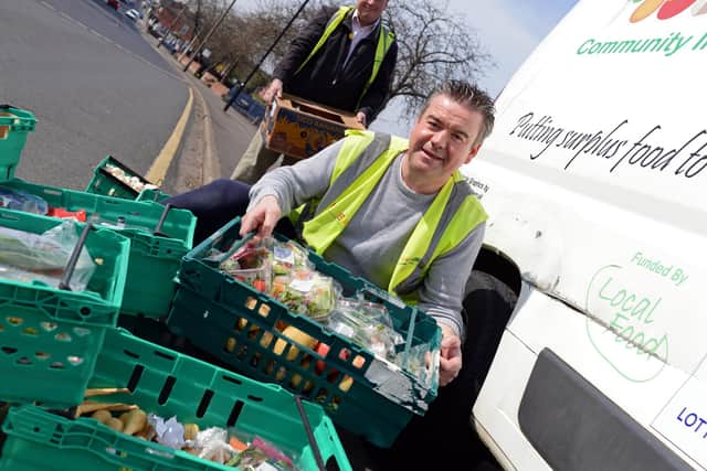 Mark Dockerty and Sean Gibbons, pictured outside Mexborough Family Hub. Picture: NDFP-24-03-20 Food Volunteers 2-NMSY
