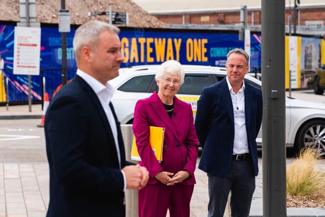 Willmott Dixon Director Chris Yates, Mayor of Doncaster Ros Jones and founder of Automated Analytics Mark Taylor.