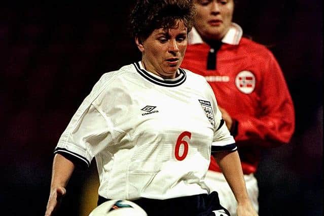 Gillian Coultard in action for England in 2000. Photo: Tom Shaw/Allsport