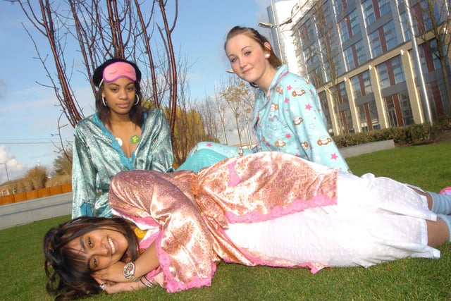 Dressing up in their pyjama's in aid of Children in Need in 2007 were Hub students L-R fom front Bianca Radcliffe, 17, of Braithwaite, Sarah Pabial, 17, of Bessacarr, and Laura Knowles, 16, of Kirk Sandall.