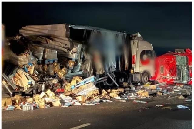 The aftermath of the smash on the M180. (Photo: National Highways).
