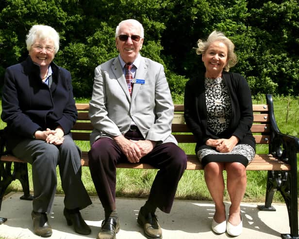All smiles from Mayor Ros Jones,  Dame Rosie MP and Colin Jeynes from Rotary