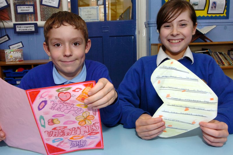 What a great link-up! Matthew Crichton and Tia Barrow were busy reading Valentines cards which were sent by friends in Africa in this 2009 photo at John F Kennedy Primary School. Who remembers this superb project?