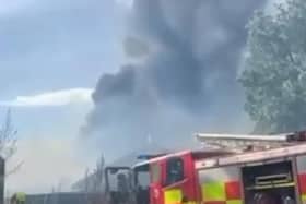 Firefighters are battling to extinguish the blaze at the derelict building on Gattison Lane, New Rossington. Pictures and video courtesy of Beth-Louise Jeeves