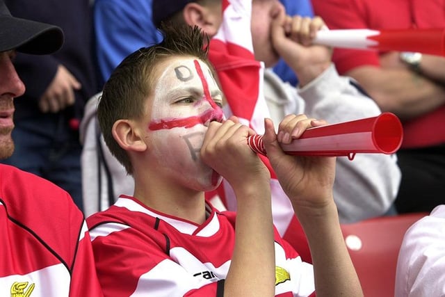 A young Rovers fan gets behind his team, May 10, 2003
