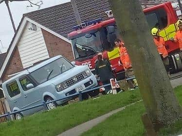 Emergency services were called to the scene in Cranfield Close.