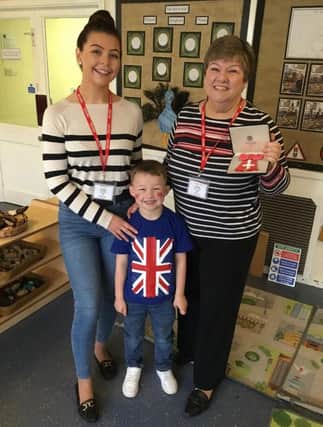Mrs Ellie Spencer, Lynne and 5 yr old grandson Theo Spencer who is a pupil at the school.