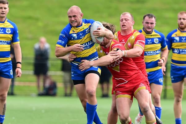 Dons' Brad Hey in action against Sheffield Eagles. Picture: Howard Roe/AHPIX.com