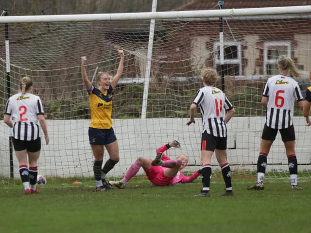 Millie Fugler celebrates scoring for the Belles. Picture: Julian Barker