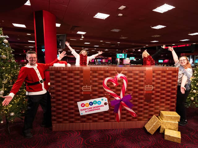 (Left to right) Peter Houston, Lynsey Clark, Vicky Anderson and Abbie Bailey, team members at Mecca Bingo, launch the second annual ‘Everyone Deserves a Christmas’ campaign, Photo: David Parry/PA Wire