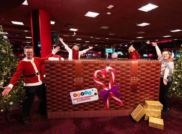 (Left to right) Peter Houston, Lynsey Clark, Vicky Anderson and Abbie Bailey, team members at Mecca Bingo, launch the second annual ‘Everyone Deserves a Christmas’ campaign, Photo: David Parry/PA Wire