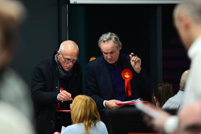 Doncaster Councillor Phil Cole (right), husband of Caroline Flint, Don Valley ward Labour candidate, pictured. Picture: Marie Caley NDFP-12-12-19-Elections Doncaster 5-NMSY