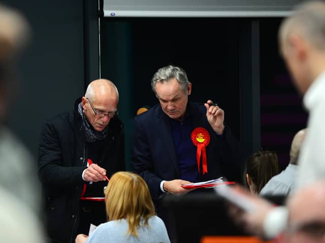 Doncaster Councillor Phil Cole (right), husband of Caroline Flint, Don Valley ward Labour candidate, pictured. Picture: Marie Caley NDFP-12-12-19-Elections Doncaster 5-NMSY