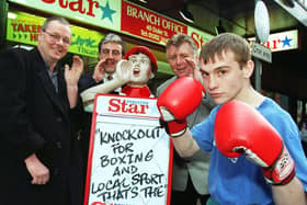 Boxing manager and promoter John Rushton, second from right, pictured back in the day with Andy Roberts.