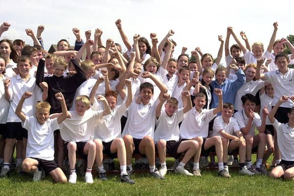 Some of the Hungerhill School sports day competitors in June 2003

