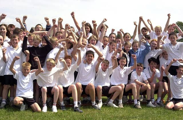 Some of the Hungerhill School sports day competitors in June 2003