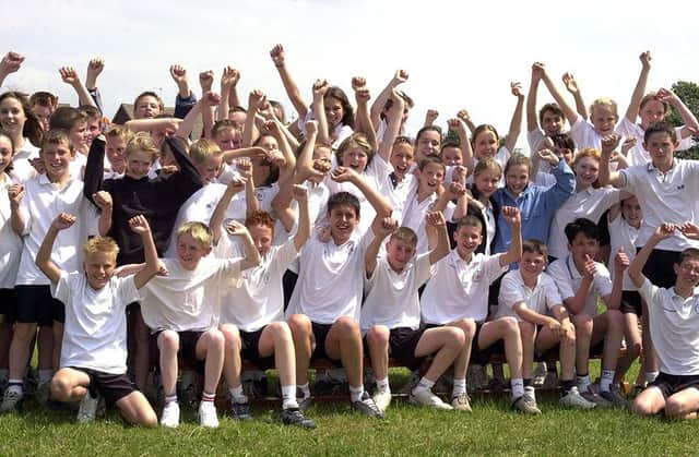 Some of the Hungerhill School sports day competitors in June 2003
