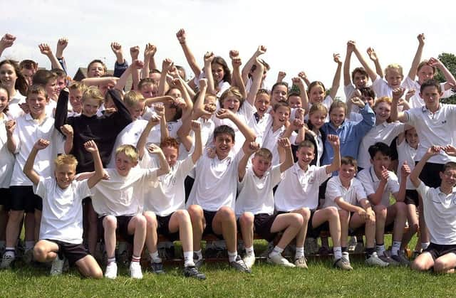 Some of the Hungerhill School sports day competitors in June 2003