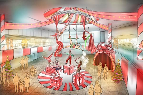For the first time ever, visitors can shop while being captivated by talented acrobats, skilful jugglers, and incredible aerialists soaring through the air in a festive display of dazzling costumes