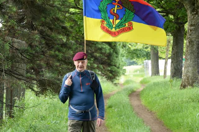Philip Cox, pictured, is raising money for the Royal Army Medical Corp Benevolent Charity by walking 1306 miles.
