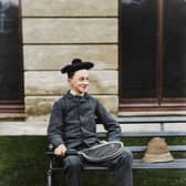 Herbert Thellusson sitting on a bench in the Brodsworth Hall garden