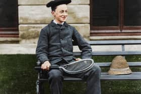 Herbert Thellusson sitting on a bench in the Brodsworth Hall garden