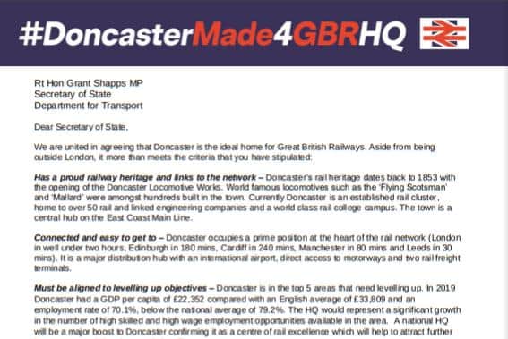 An extract of the letter submitted to Transport Secretary Grant Shapps