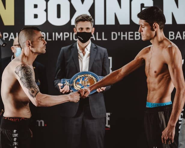 Gavin McDonnell meets opponent Andoni Gago in Barcelona. Picture: Matchroom Boxing