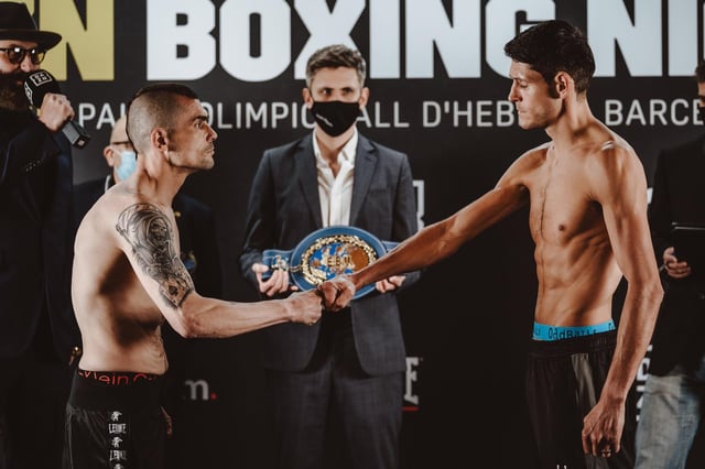Gavin McDonnell meets opponent Andoni Gago in Barcelona. Picture: Matchroom Boxing