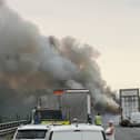 The scene on the M18, following the lorry blaze. Picture courtesy of Dan Hadfield