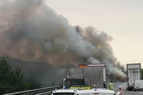 The scene on the M18, following the lorry blaze. Picture courtesy of Dan Hadfield