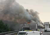 The scene on the M18, following the lorry blaze. Picture courtesy of Dan Hadfield