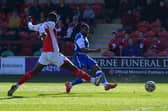 Reo Griffiths has a shot on goal. Picture: Howard Roe/AHPIX LTD