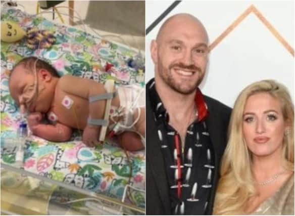 Tyson Fury and his wife Paris are hoping to leave hospital with baby daughter Athena. (Photo: Getty/Twitter).