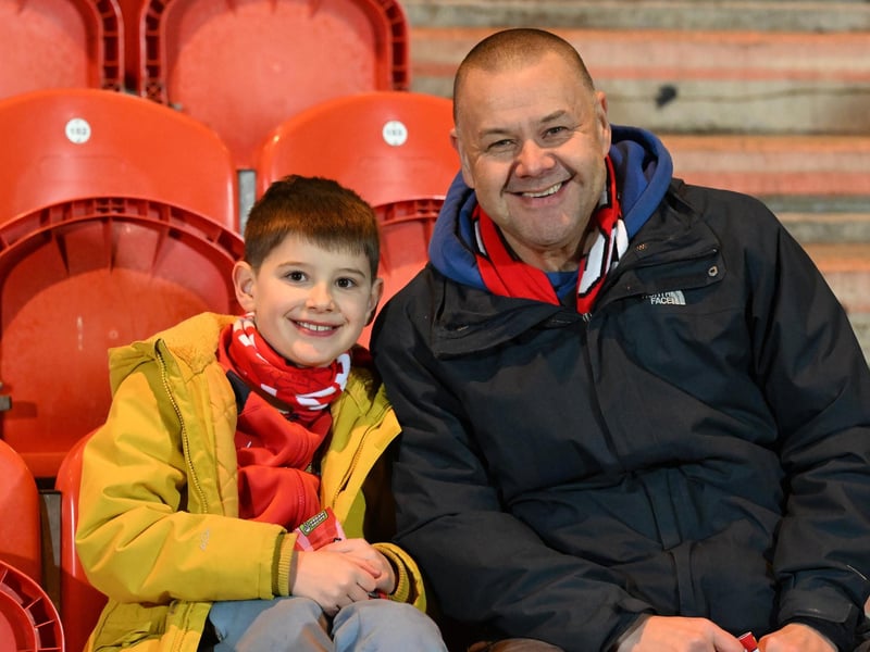 Doncaster Rovers fans watching the derby win over Huddersfield.