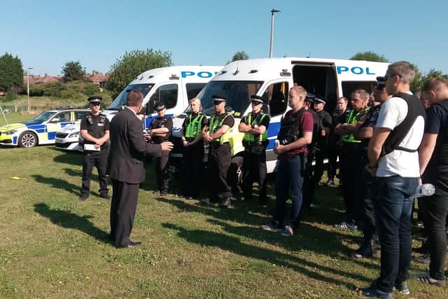 File picture of the police's violent crime taskforce taking part in a previous operation, in Mexborough, in 2019