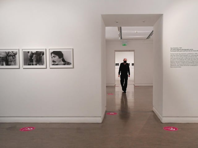 Brian Innes, Gallery Assistant in Hal Fischer: Gay Semiotics and other major works in Gallery 3 (b&w photo exhibition)