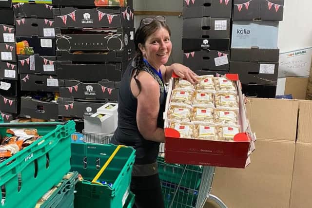 Clare Hodgen, a volunteer collecting the food at Tickhill, with the Don Valley food union