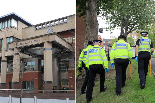 Sheffield Crown Court, pictured, has heard how a thug has narrowly been spared from jail after he wounded a man with a set of keys over a row about a debt.