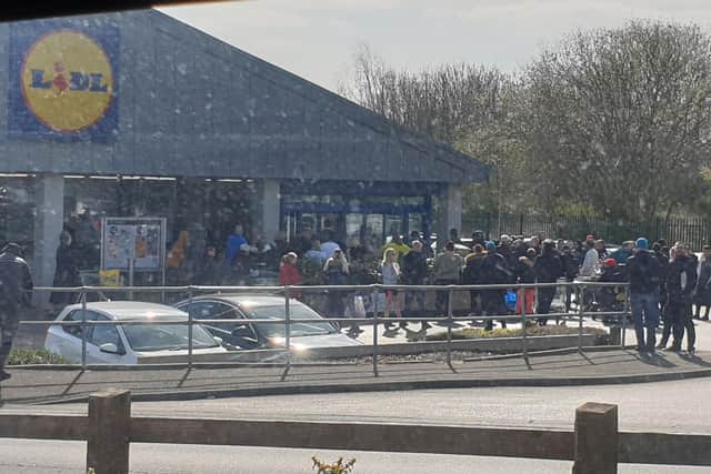 Queues outside the Lidl in Doncaster