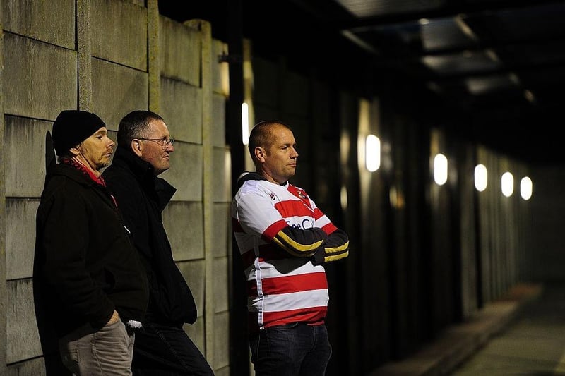Doncaster Rovers fans look on ahead of the FA Cup First Round match between Weston-Super-Mare and Doncaster Rovers on November 18, 2014.
