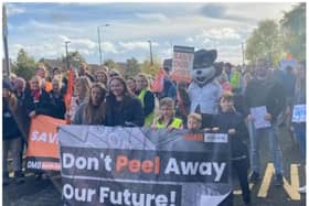 Protesters joined the march on Doncaster Sheffield Airport. (Photo: GMB).