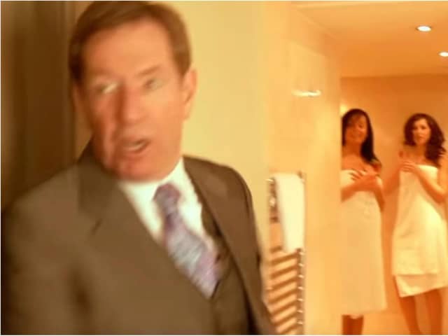 A clip from the video starring TV racing presenter Derek Thompson.