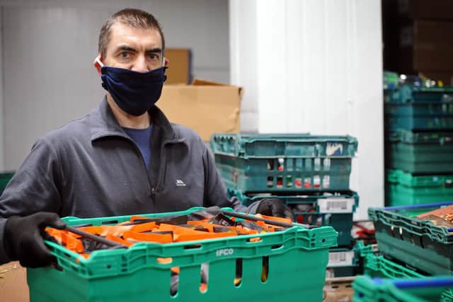 David Harrison, pictured volunteering at Food Aware, Hellaby. Picture: NDFP-16-02-21-Harrison Volunteer 4-NMSY