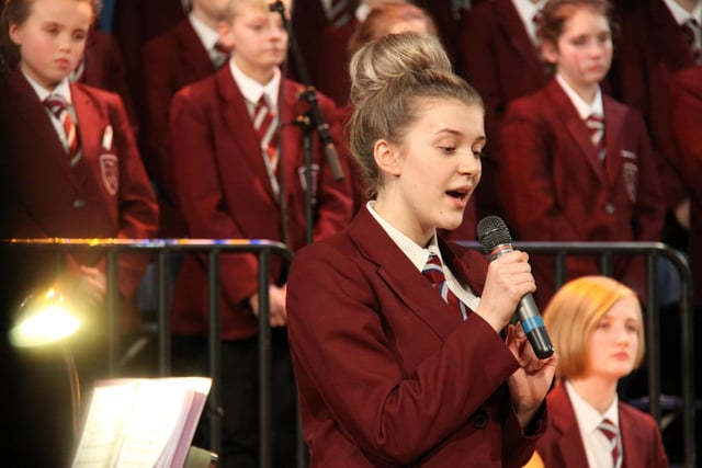 Trinity Academy pupil Molly Marsh performs at the school carol service in Doncaster in 2016