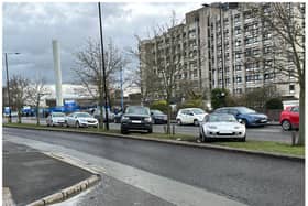Drivers have been parking on the grass verge outside DRI.